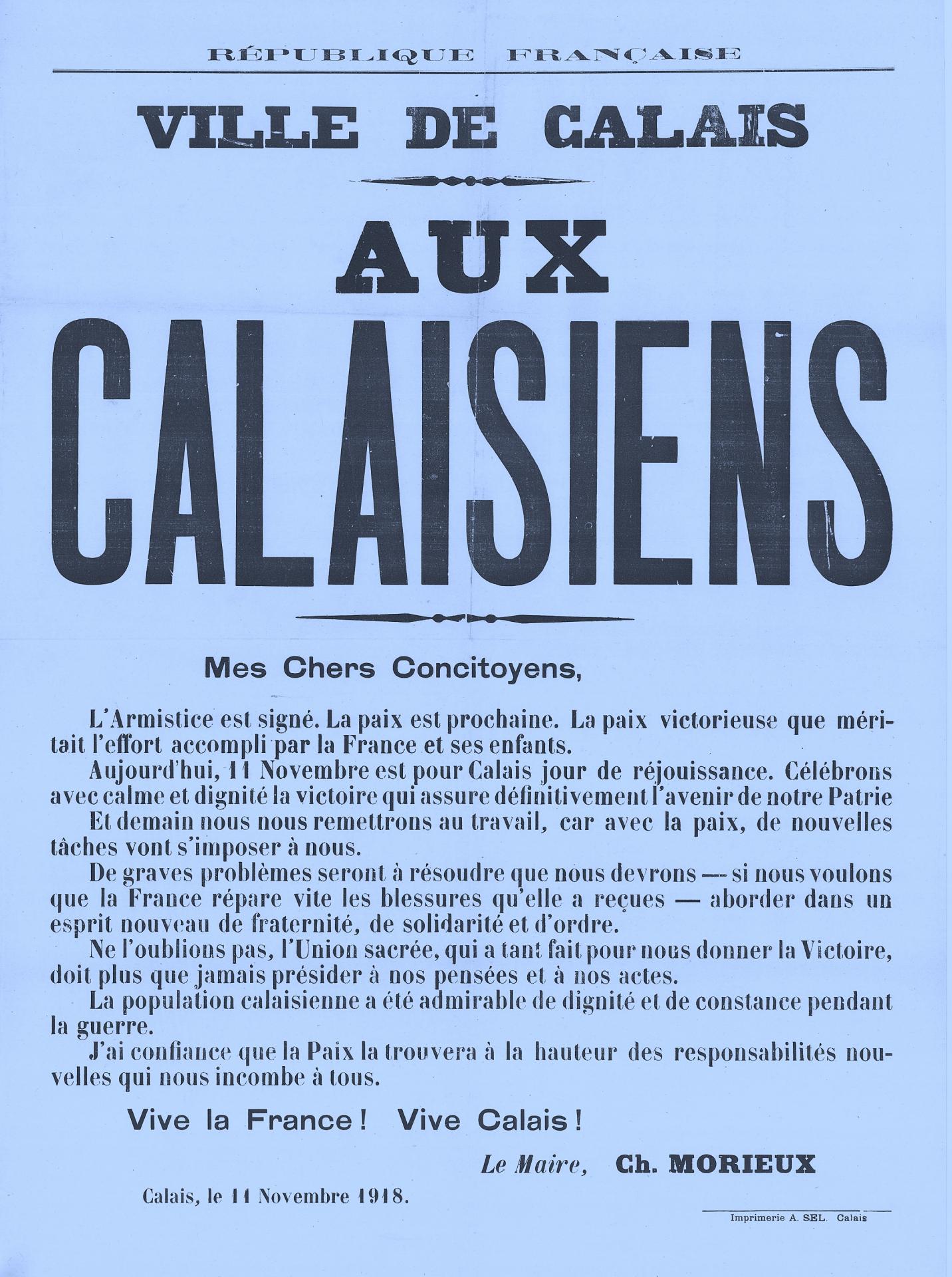 Calais 14 18 l armistice est signe