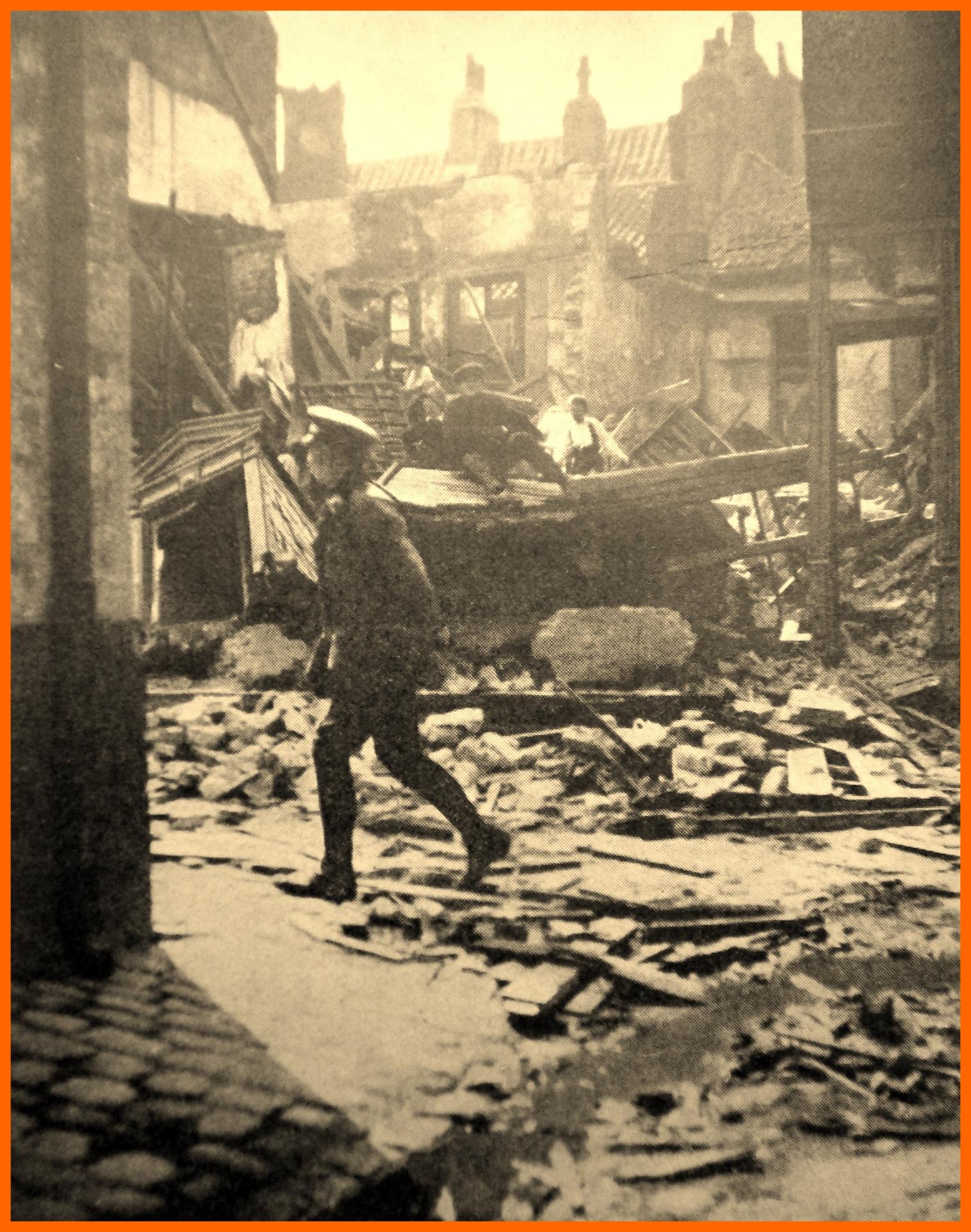 Calais 14 18 bombardement du 22 juillet 1918 45 et 47 rue francaise encadre