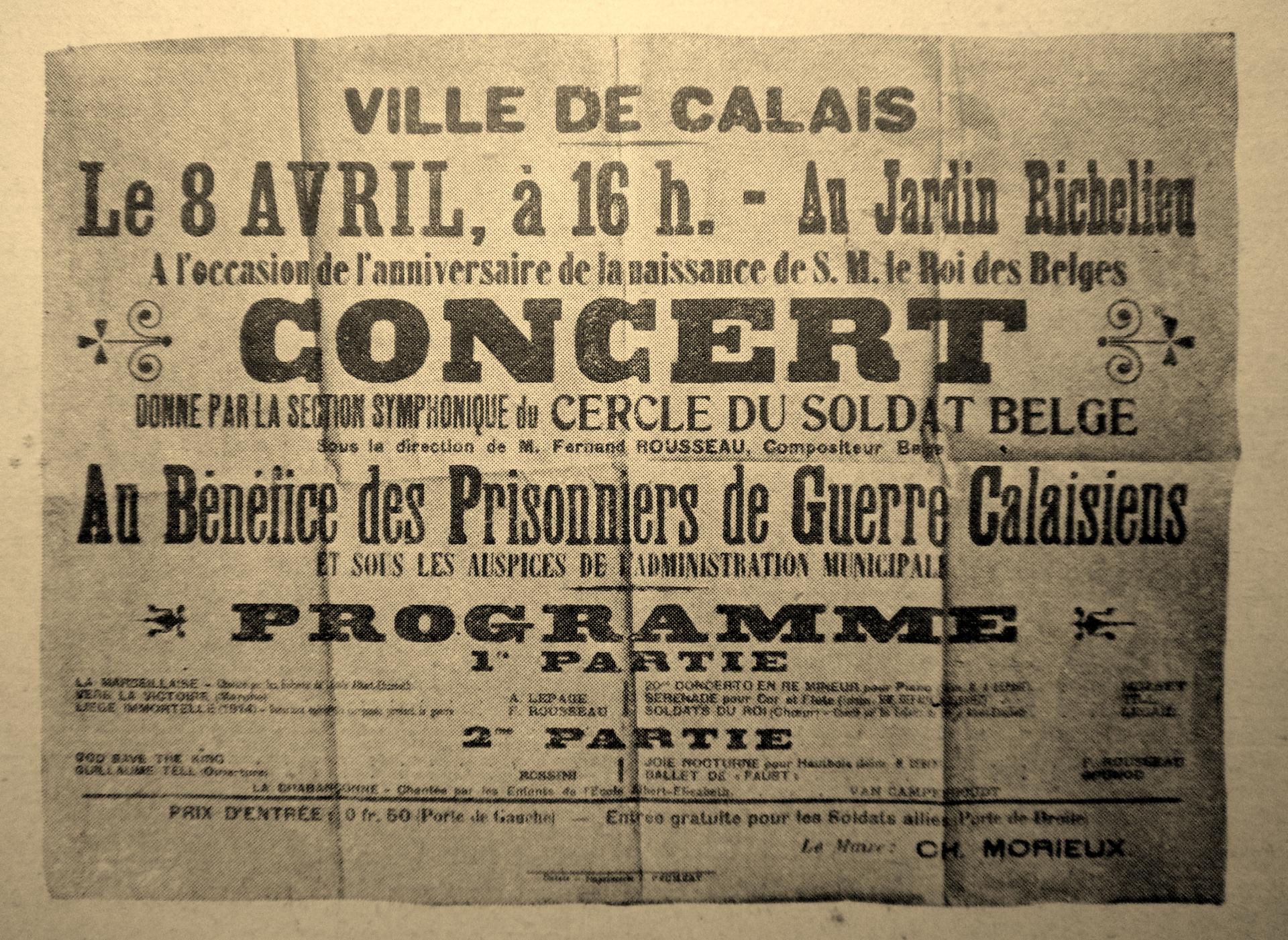 Calais 14 18 concert au benefice des prisonniers de guerre calaisiens