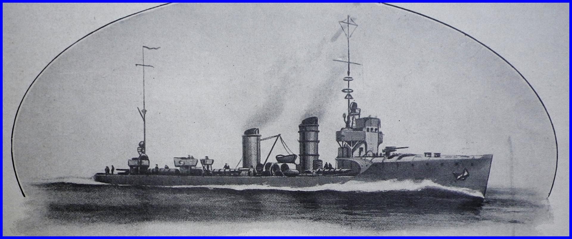 Calais 14 18 destroyer allemand g 85 qui bombarda calais nuit du 20 21 avril 1917 et qui fut coule par le destroyer anglais bloke encadre