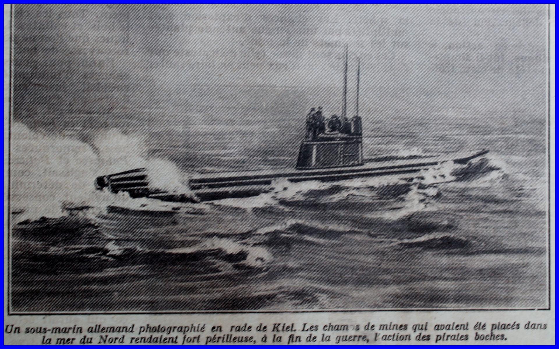 Calais 14 18 sous marin allemand parmi les champs de mines encadre